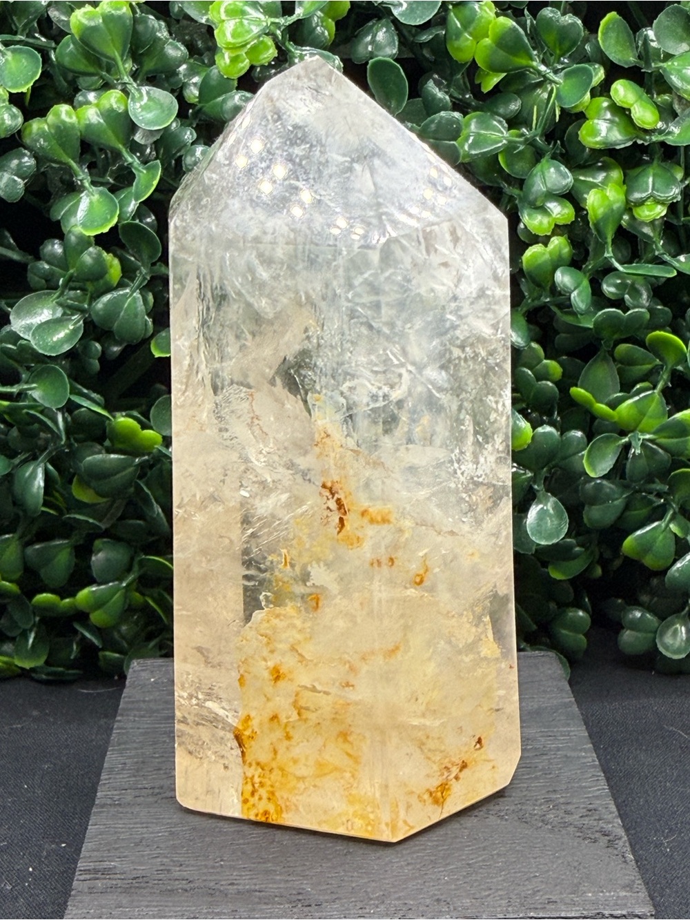 Clear Quartz Tower with Golden Healer Inclusions